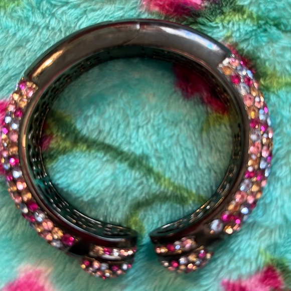 HSN Joan Boyce Hematite Tone "Kissable" Pave Multi Crystal Cuff Bracelet - Picture 3 of 6